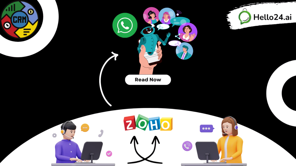 Picture showing Hello24.ai's WhatsApp Chatbot Integration with Zoho