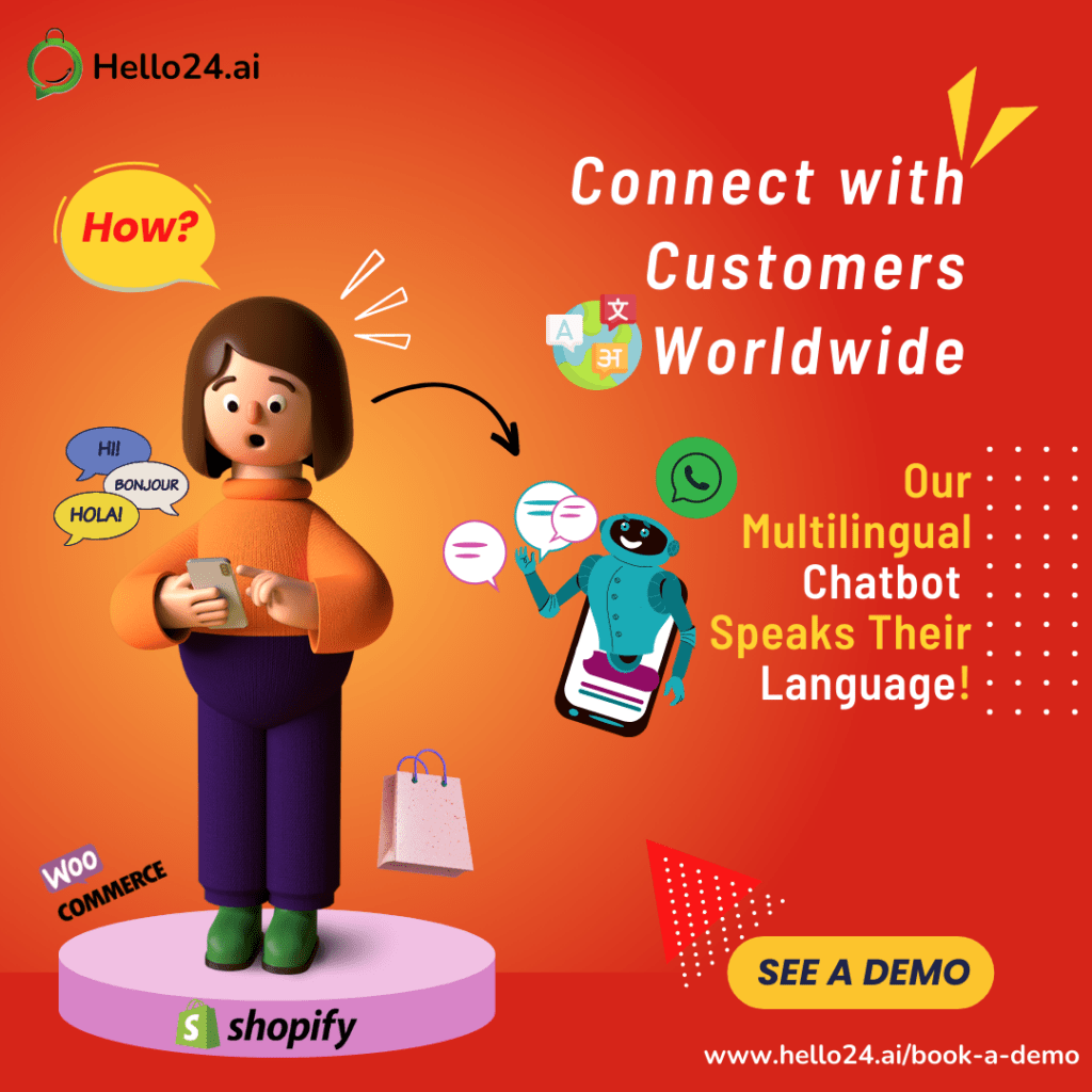 picture showing hello24.ai platform creating chatbot that can communicate in multilingual language to customers worldwide.
