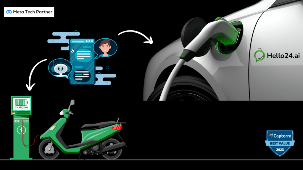 picture showing WhatsApp marketing strategies for ev car and bike business from hello24ai