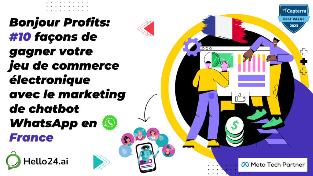 picture showing WhatsApp chatbot for ecommerce marketing in france by hello24ai