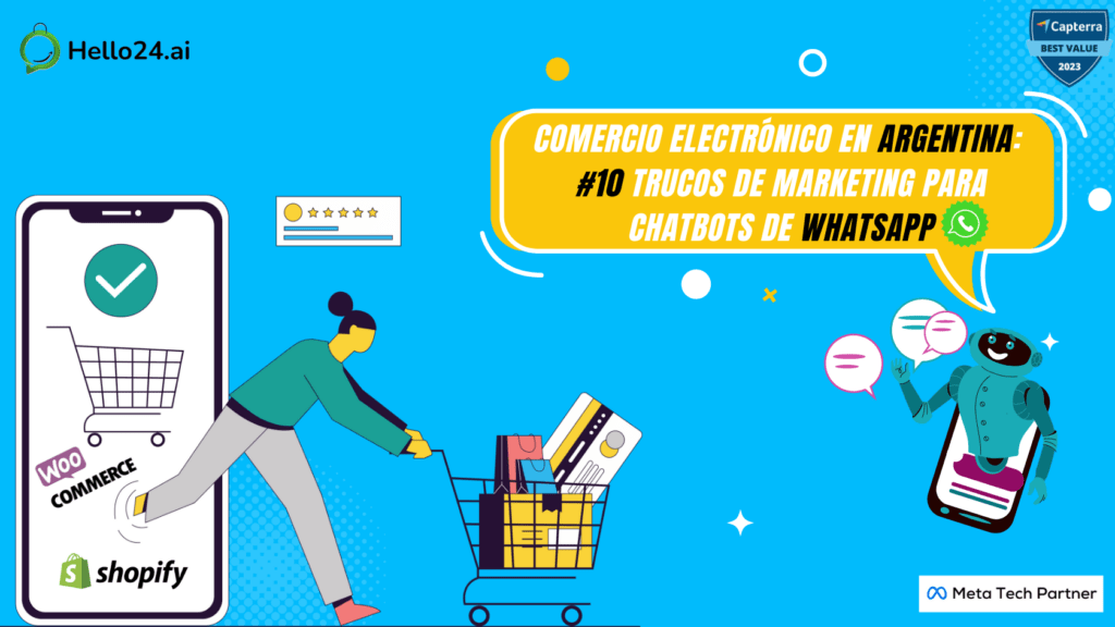 picture showing shopify and woocommerce in Argentina Ecommerce Success bursting from a smartphone screen WhatsApp chatbot marketing