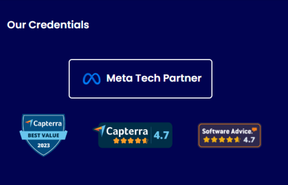 picture showing hello24ai meta tech partner and its credentials for the best  whatsapp marketing tools