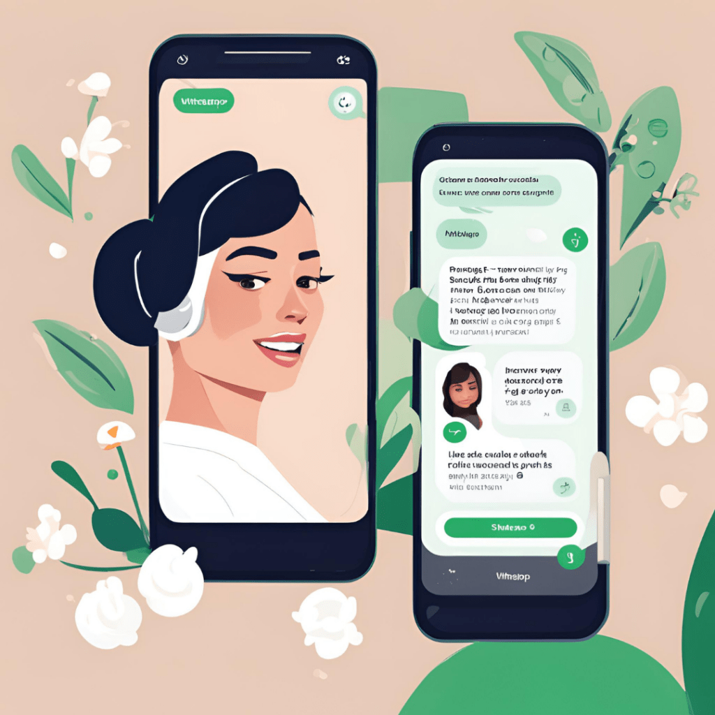 Split image: Left side - happy customer smiling at phone, Right side - WhatsApp chat window with skincare product image - whatsapp shop for Skin Care Business
