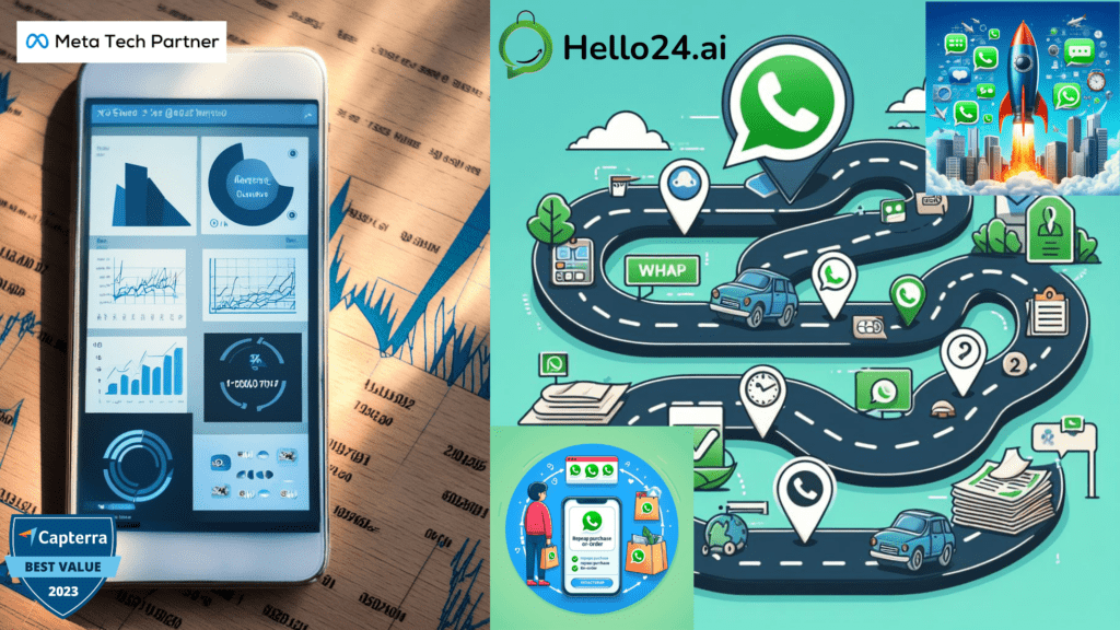 Headline: "The Future of Mobile Marketing is Here: Unleash the Power of WhatsApp Retargeting" Image: A mobile phone with a WhatsApp logo and a shopping bag icon merging together. Headline: "WhatsApp Whisperer: Learn the Art of Retargeting on Your Customers' Favorite Platform" Image: A phone with a WhatsApp logo acting as a megaphone, sending out targeted messages to various customer profiles.