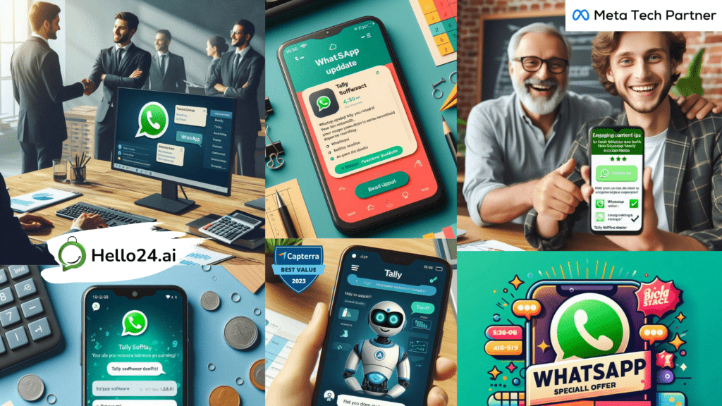 image showing a lead qualification process via WhatsApp, with a chatbot asking relevant questions about the customer's business needs and readiness to purchase Tally software